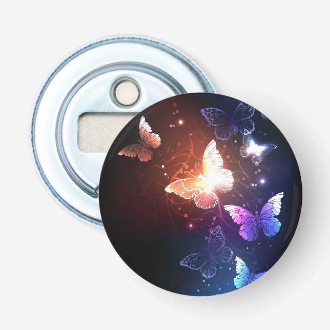 Glowing Night Butterflies Bottle Opener (Front)