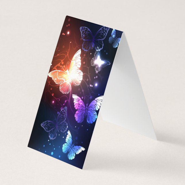 Glowing Night Butterflies Business Card (Back)