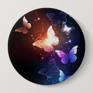 Glowing Night Butterflies Button