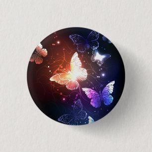 Glowing Night Butterflies Button