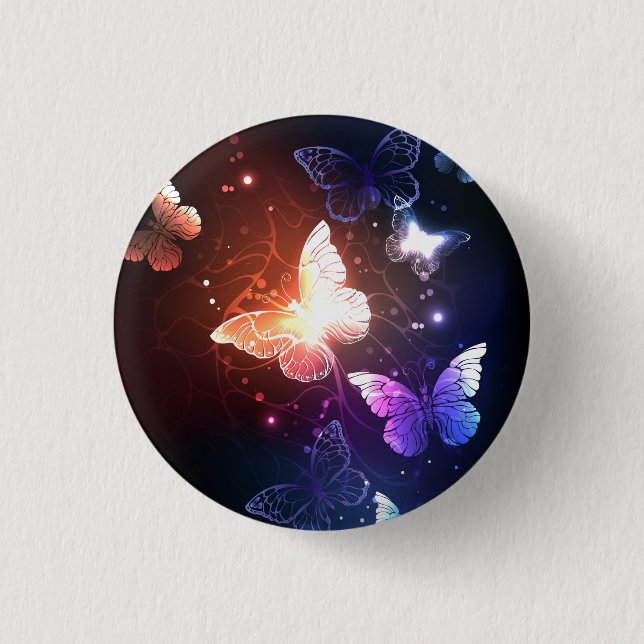 Glowing Night Butterflies Button (Front)