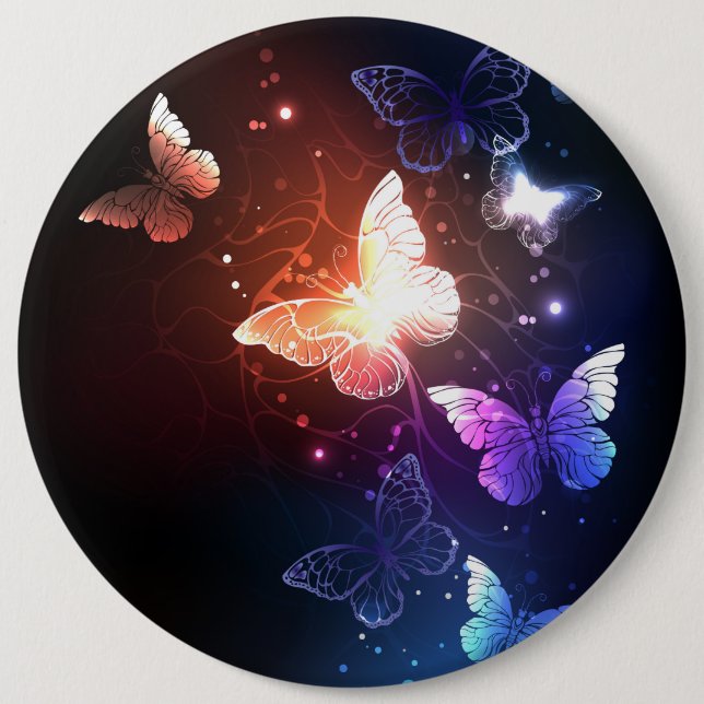 Glowing Night Butterflies Button (Front)
