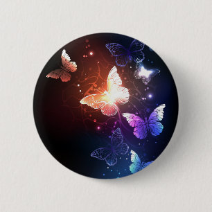 Glowing Night Butterflies Button