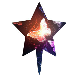 Glowing Night Butterflies Cake Topper