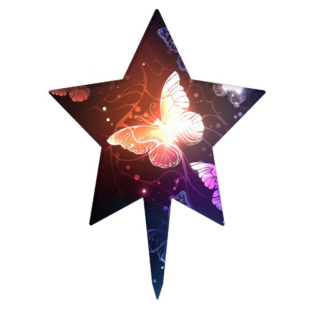 Glowing Night Butterflies Cake Topper (Front)