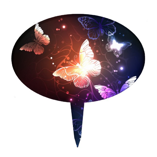 Glowing Night Butterflies Cake Topper (Front)