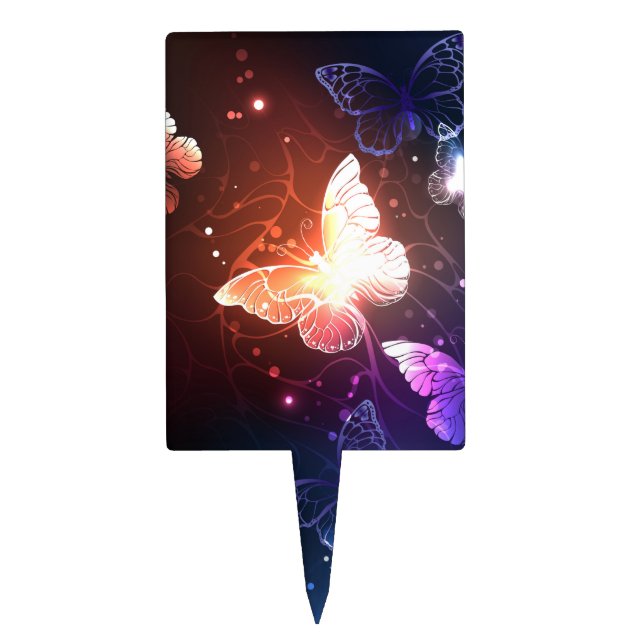 Glowing Night Butterflies Cake Topper (Front)