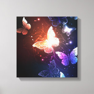Glowing Night Butterflies Canvas Print