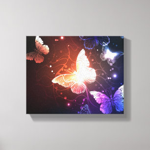 Glowing Night Butterflies Canvas Print