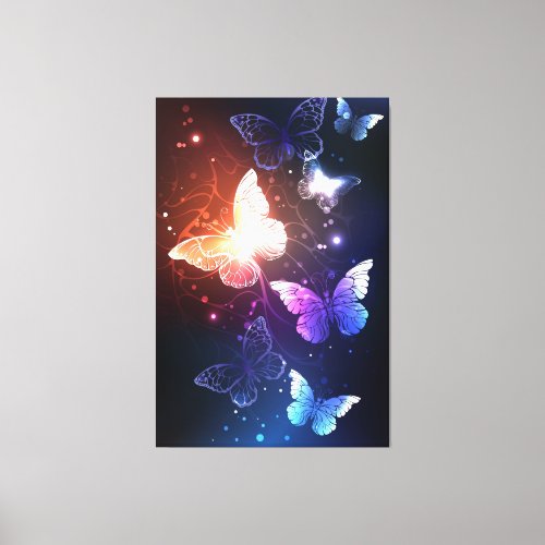 Glowing Night Butterflies Canvas Print