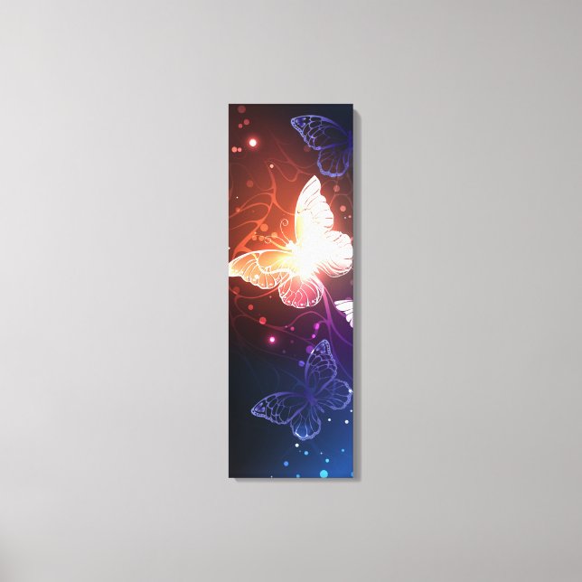 Glowing Night Butterflies Canvas Print (Front)