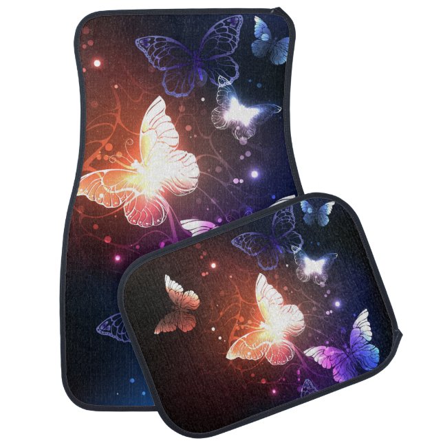 Glowing Night Butterflies Car Floor Mat (Set)