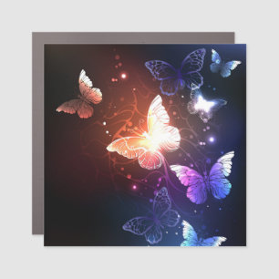 Glowing Night Butterflies Car Magnet