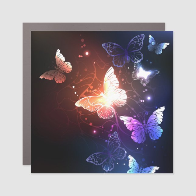 Glowing Night Butterflies Car Magnet (Front)