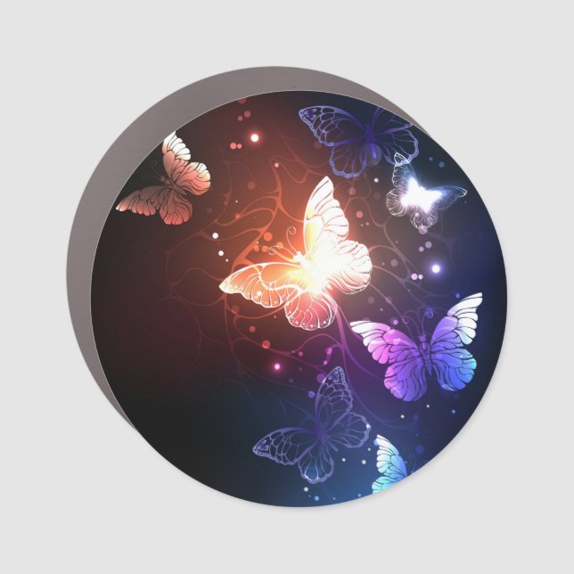 Glowing Night Butterflies Car Magnet (Front)