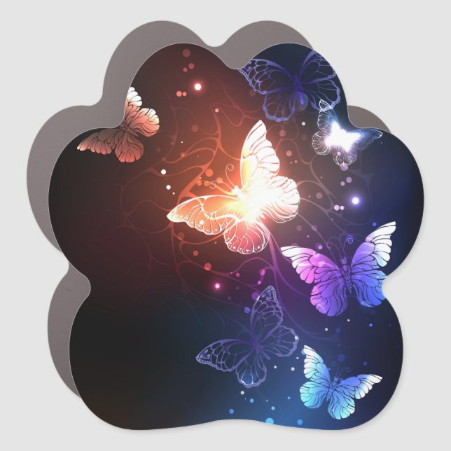 Glowing Night Butterflies Car Magnet (Front)