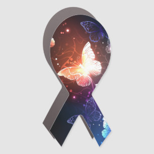 Glowing Night Butterflies Car Magnet