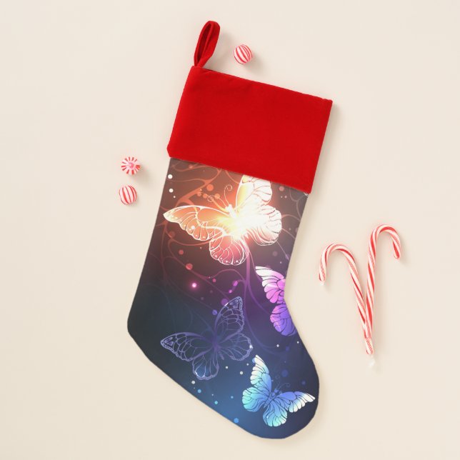 Glowing Night Butterflies Christmas Stocking (Front)