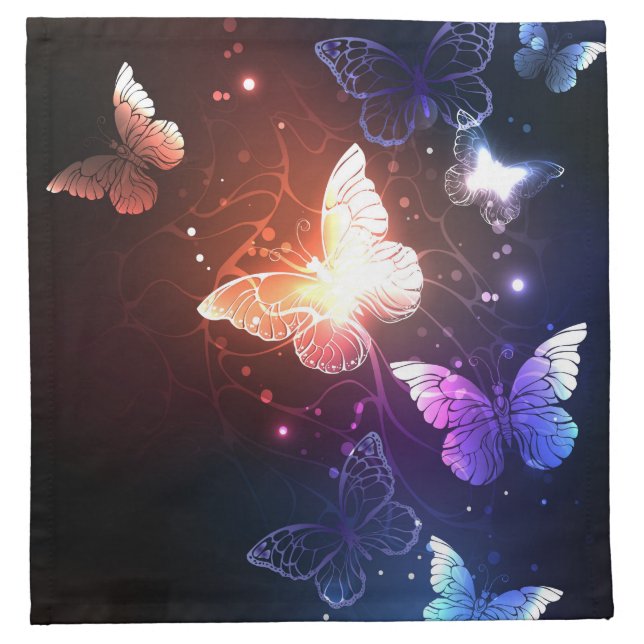 Glowing Night Butterflies Cloth Napkin (Front)
