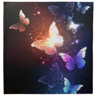 Glowing Night Butterflies Cloth Napkin