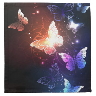 Glowing Night Butterflies Cloth Napkin