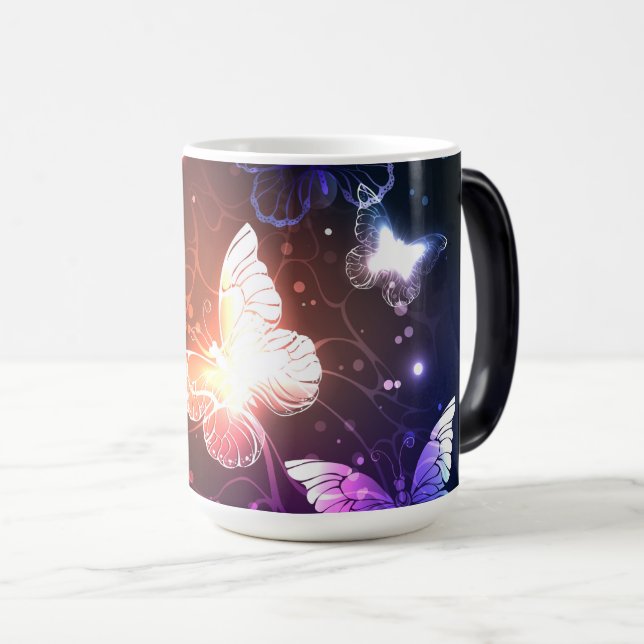 Glowing Night Butterflies Color Morph Mug (Front Right)