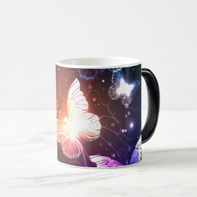 Glowing Night Butterflies Color Morph Mug (Front Right)