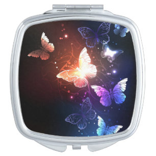Glowing Night Butterflies Compact Mirror