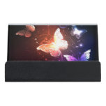 Glowing Night Butterflies Desk Business Card Holder