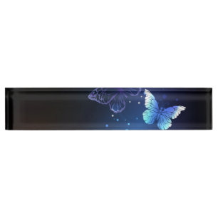 Glowing Night Butterflies Desk Name Plate