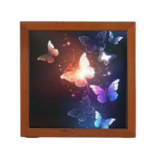 Glowing Night Butterflies Desk Organizer