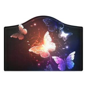 Glowing Night Butterflies Door Sign