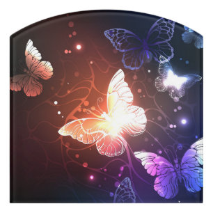 Glowing Night Butterflies Door Sign