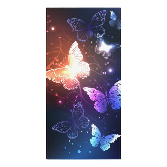 Glowing Night Butterflies Door Sign (Classic Front Vert)