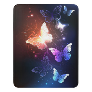 Glowing Night Butterflies Door Sign