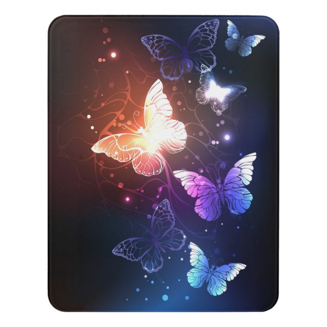 Glowing Night Butterflies Door Sign (Contemporary Vert)