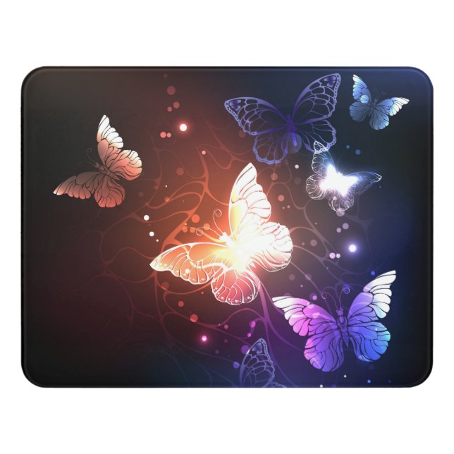 Glowing Night Butterflies Door Sign (Contemporary Front)