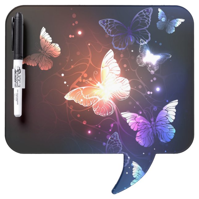 Glowing Night Butterflies Dry Erase Board (Front)