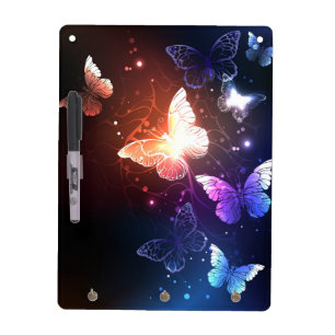 Glowing Night Butterflies Dry Erase Board