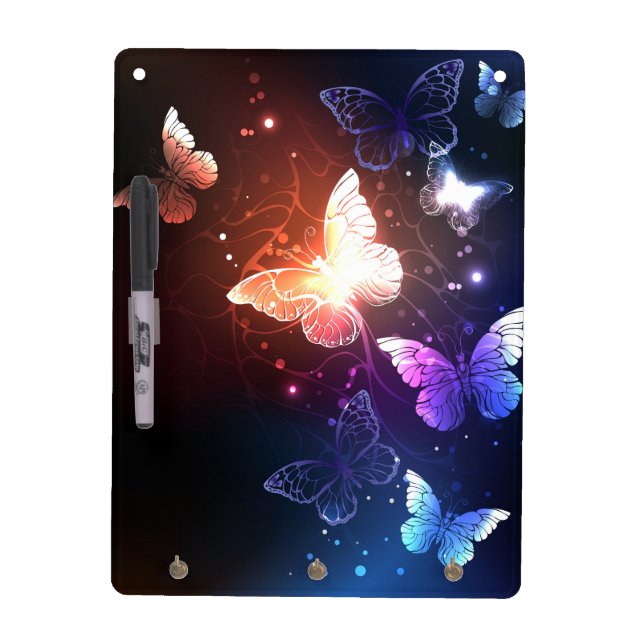 Glowing Night Butterflies Dry Erase Board (Front)