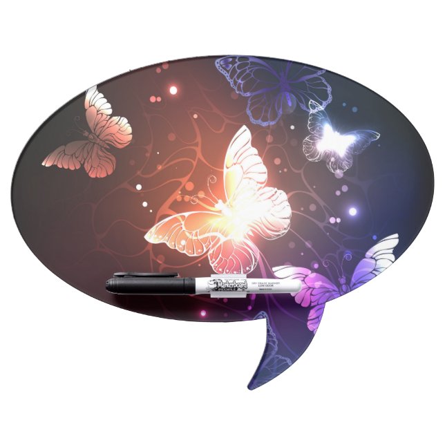 Glowing Night Butterflies Dry Erase Board (Front)