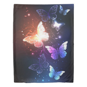 Glowing Night Butterflies Duvet Cover