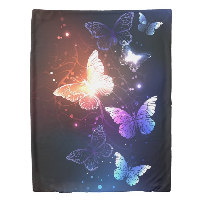 Glowing Night Butterflies Duvet Cover (Front)