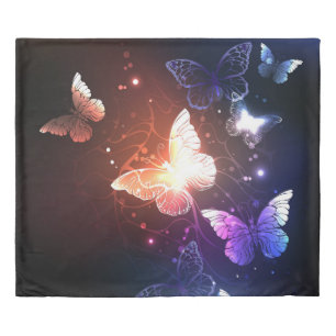 Glowing Night Butterflies Duvet Cover