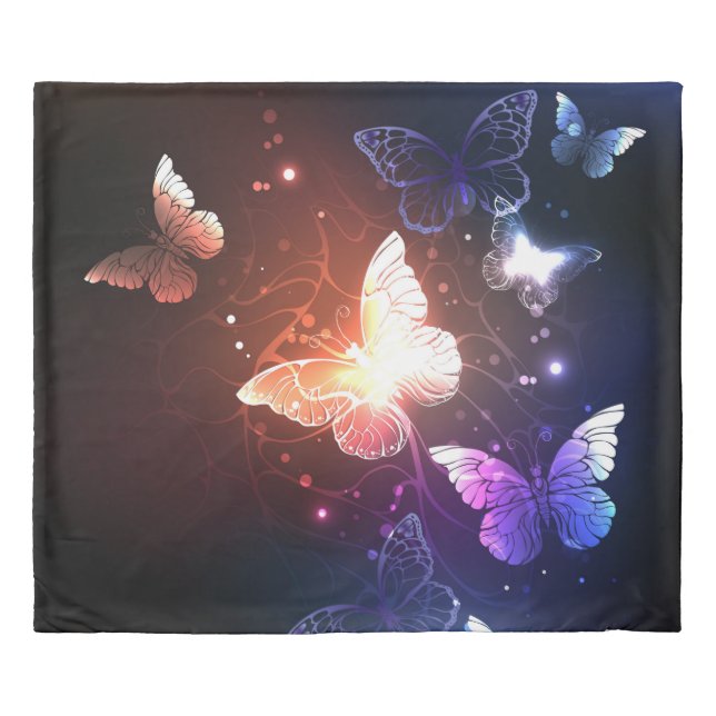 Glowing Night Butterflies Duvet Cover (Front)