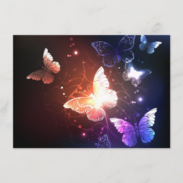 Glowing Night Butterflies Enclosure Card (Front)