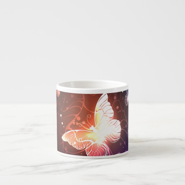 Glowing Night Butterflies Espresso Cup (Front)
