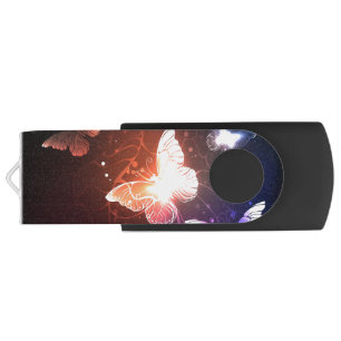 Glowing Night Butterflies Flash Drive