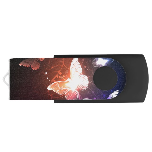 Glowing Night Butterflies Flash Drive (Back)