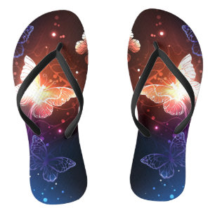 Glowing Night Butterflies Flip Flops